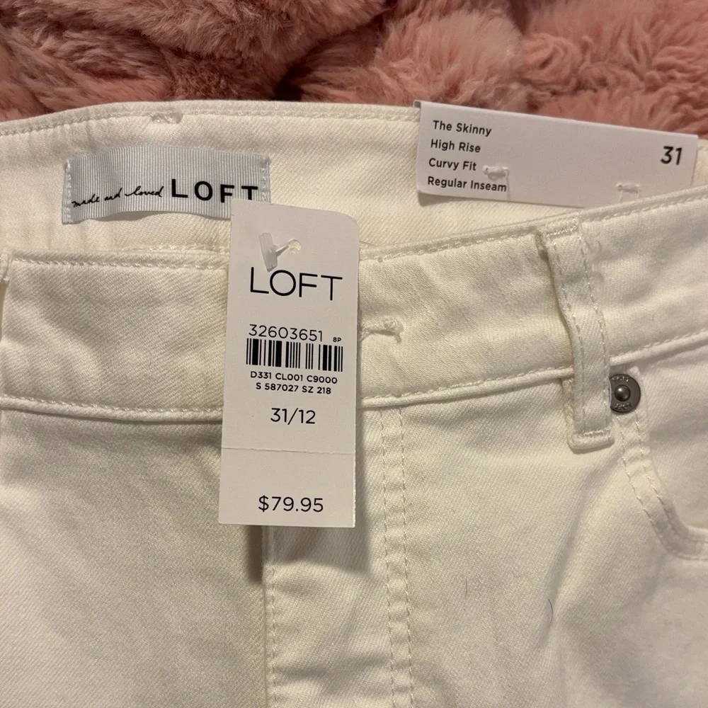 LOFT Women's Cream High Rise Skinny Jeans - Picture 2 of 6